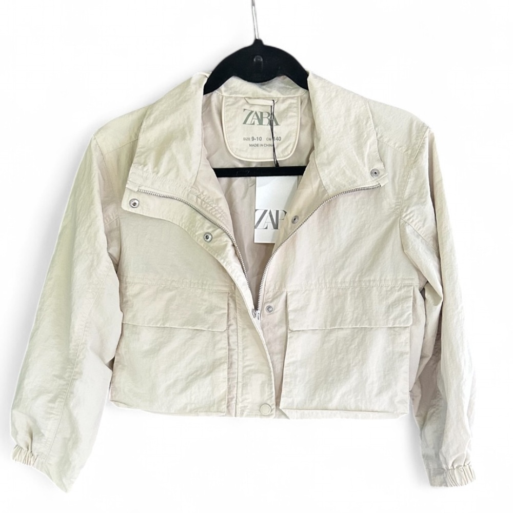 NWT ZARA Kids Lightweight Utility Cargo Jacket Neutral Layer Casual | Size 9-10 - Picture 1 of 14